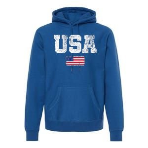 Usa Women Patriotic American Us Flag Premium Hoodie