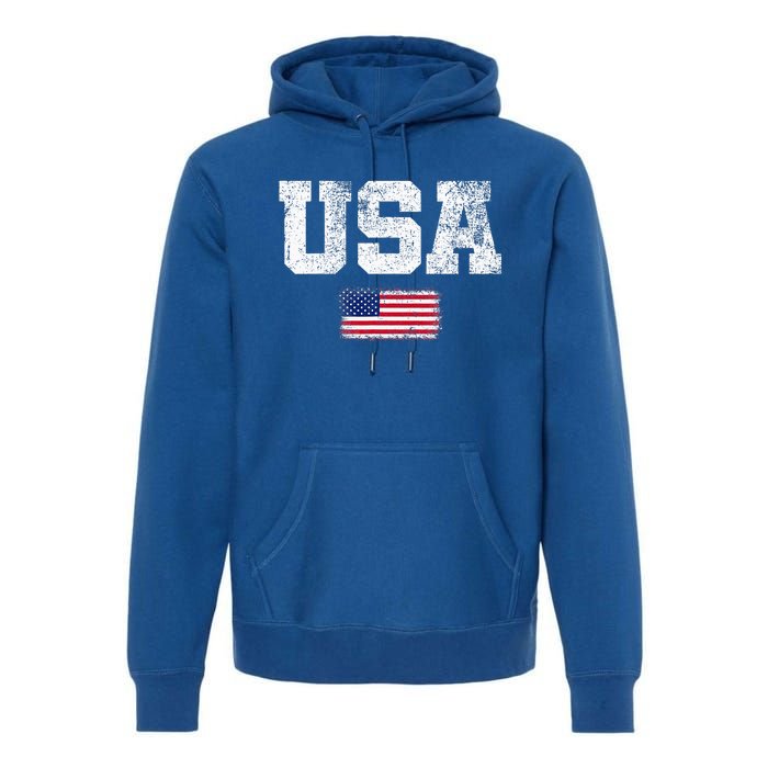 Usa Women Patriotic American Us Flag Premium Hoodie