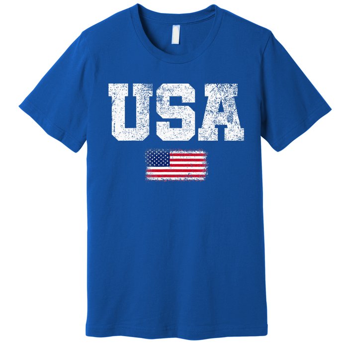 Usa Women Patriotic American Us Flag Premium T-Shirt