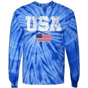 Usa Women Patriotic American Us Flag Tie-Dye Long Sleeve Shirt