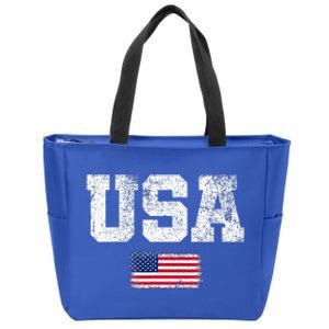 Usa Women Patriotic American Us Flag Zip Tote Bag