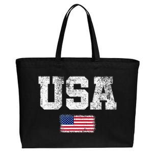 Usa Women Patriotic American Us Flag Cotton Canvas Jumbo Tote