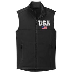 Usa Women Patriotic American Us Flag Collective Smooth Fleece Vest