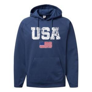 Usa Women Patriotic American Us Flag Performance Fleece Hoodie