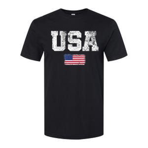 Usa Women Patriotic American Us Flag Softstyle CVC T-Shirt