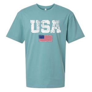 Usa Women Patriotic American Us Flag Sueded Cloud Jersey T-Shirt