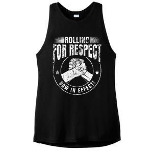 UAW Worker Rolling For Respect UAW In Effect Union Laborer Ladies PosiCharge Tri-Blend Wicking Tank