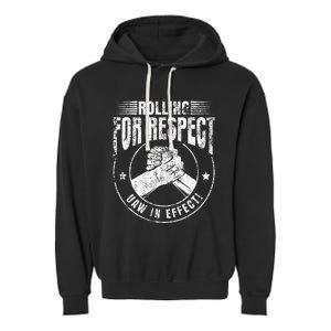 UAW Worker Rolling For Respect UAW In Effect Union Laborer Garment-Dyed Fleece Hoodie