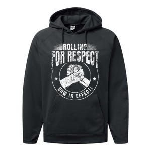 UAW Worker Rolling For Respect UAW In Effect Union Laborer Performance Fleece Hoodie