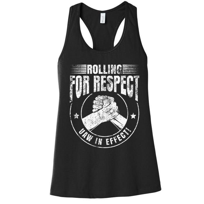 UAW Worker Rolling For Respect UAW In Effect Union Laborer Women's Racerback Tank