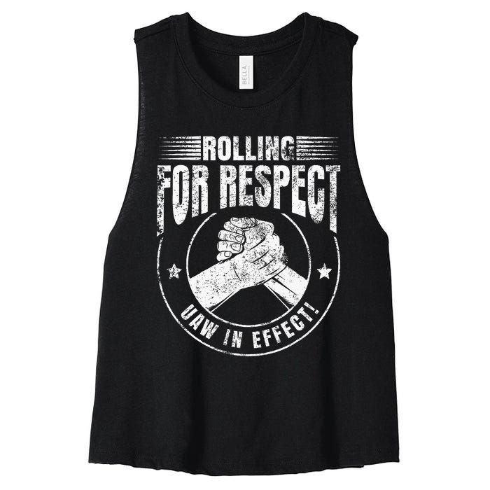 UAW Worker Rolling For Respect UAW In Effect Union Laborer Women's Racerback Cropped Tank