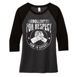 UAW Worker Rolling For Respect UAW In Effect Union Laborer Women's Tri-Blend 3/4-Sleeve Raglan Shirt