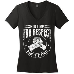 UAW Worker Rolling For Respect UAW In Effect Union Laborer Women's V-Neck T-Shirt