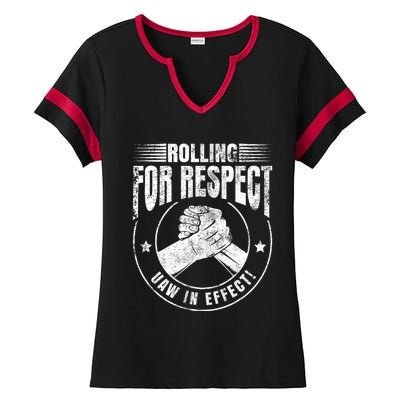 UAW Worker Rolling For Respect UAW In Effect Union Laborer Ladies Halftime Notch Neck Tee