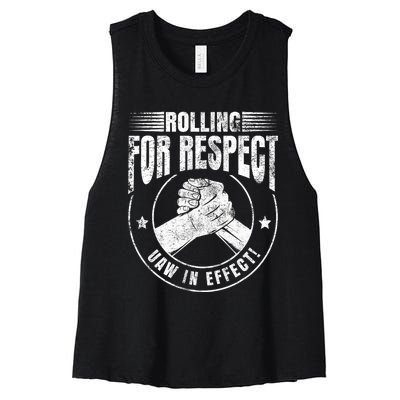 UAW Worker Rolling For Respect UAW In Effect Union Laborer Women's Racerback Cropped Tank