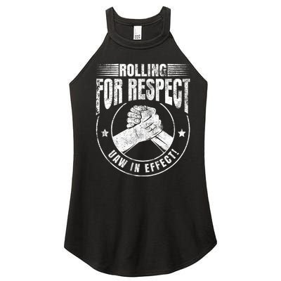 UAW Worker Rolling For Respect UAW In Effect Union Laborer Women's Perfect Tri Rocker Tank