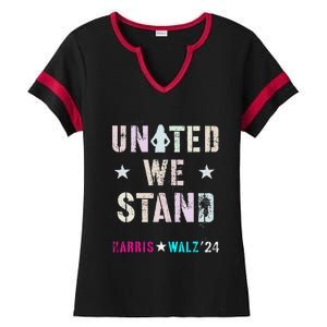 United We Stand Unity Over Division Kamala Harris Walz Myodb Ladies Halftime Notch Neck Tee