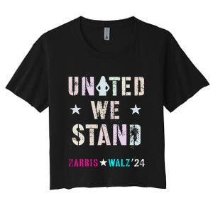 United We Stand Unity Over Division Kamala Harris Walz Myodb Women's Crop Top Tee