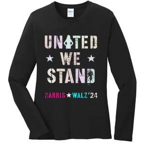 United We Stand Unity Over Division Kamala Harris Walz Myodb Ladies Long Sleeve Shirt