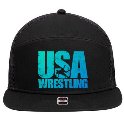 Usa Wrestling S Wrestling Team Patriot Usa Wrestler Cute Gift 7 Panel Mesh Trucker Snapback Hat