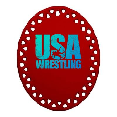 Usa Wrestling S Wrestling Team Patriot Usa Wrestler Cute Gift Ceramic Oval Ornament