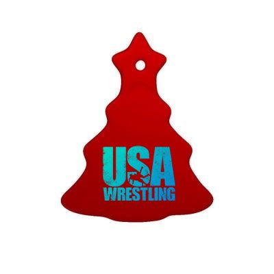 Usa Wrestling S Wrestling Team Patriot Usa Wrestler Cute Gift Ceramic Tree Ornament