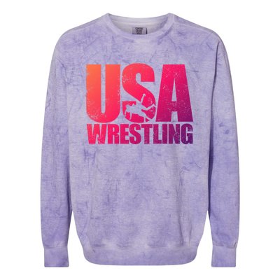 Usa Wrestling S Wrestling Team Patriot Usa Wrestler Cute Gift Colorblast Crewneck Sweatshirt