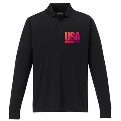 Usa Wrestling S Wrestling Team Patriot Usa Wrestler Cute Gift Performance Long Sleeve Polo