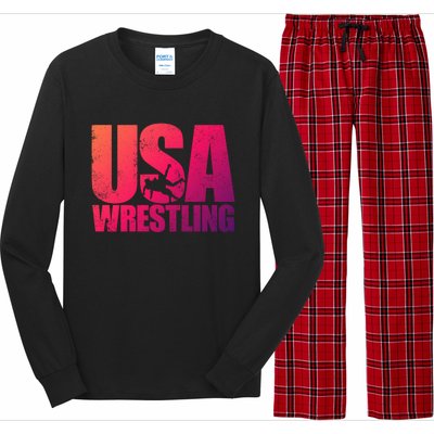 Usa Wrestling S Wrestling Team Patriot Usa Wrestler Cute Gift Long Sleeve Pajama Set