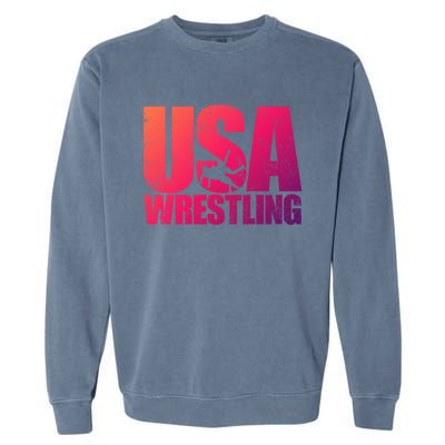 Usa Wrestling S Wrestling Team Patriot Usa Wrestler Cute Gift Garment-Dyed Sweatshirt