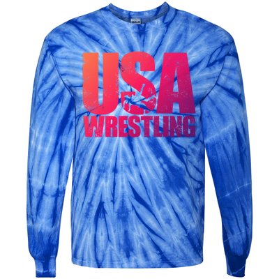 Usa Wrestling S Wrestling Team Patriot Usa Wrestler Cute Gift Tie-Dye Long Sleeve Shirt