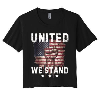 United We Stand Patriotic Gift For Usa Flag Women's Crop Top Tee