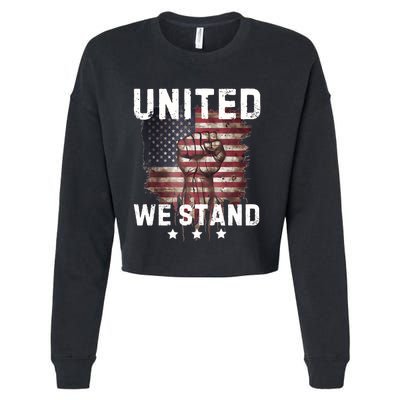 United We Stand Patriotic Gift For Usa Flag Cropped Pullover Crew