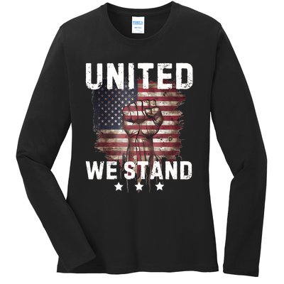 United We Stand Patriotic Gift For Usa Flag Ladies Long Sleeve Shirt