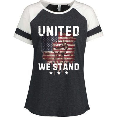 United We Stand Patriotic Gift For Usa Flag Enza Ladies Jersey Colorblock Tee