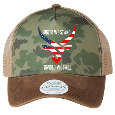 United We Stand Divided We Fall Usa Flag Legacy Tie Dye Trucker Hat