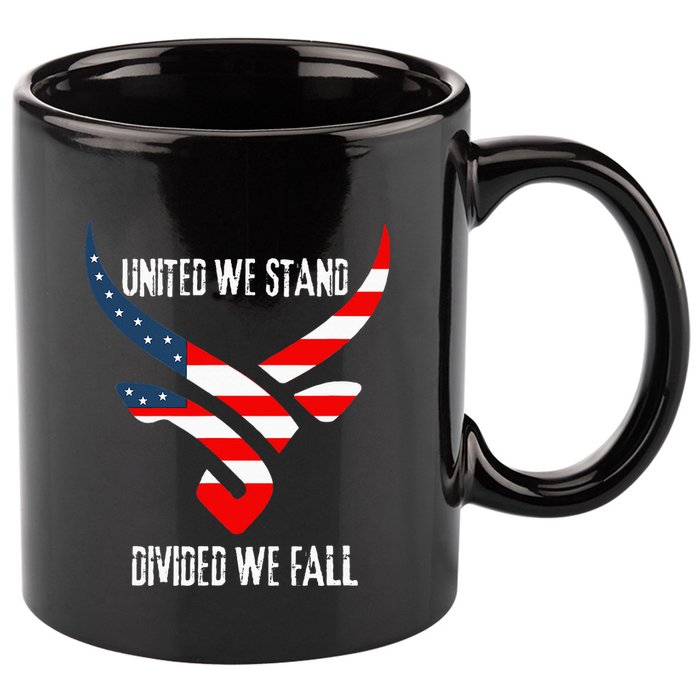 United We Stand Divided We Fall Usa Flag 11oz C Handle Ceramic Mug