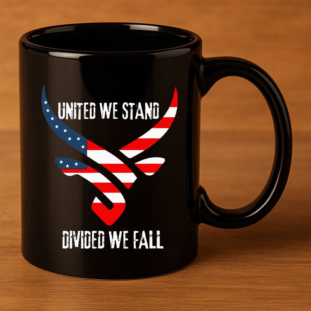 United We Stand Divided We Fall Usa Flag 11oz C Handle Ceramic Mug