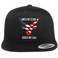 United We Stand Divided We Fall Usa Flag Flat Bill Trucker Hat