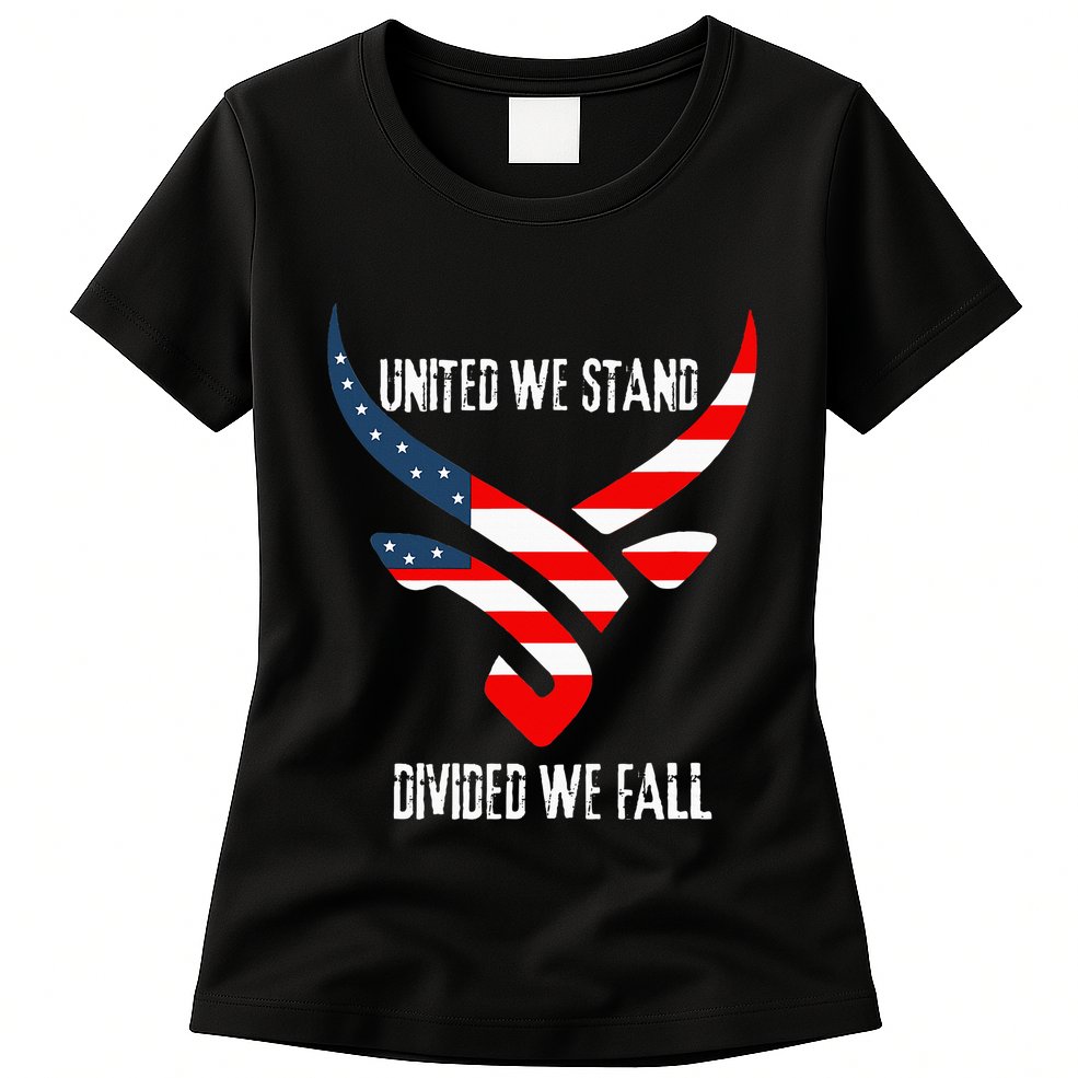 United We Stand Divided We Fall Usa Flag Womens T-Shirt