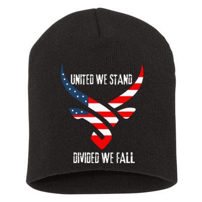 United We Stand Divided We Fall Usa Flag Short Acrylic Beanie