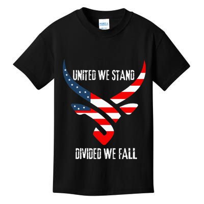 United We Stand Divided We Fall Usa Flag Kids T-Shirt