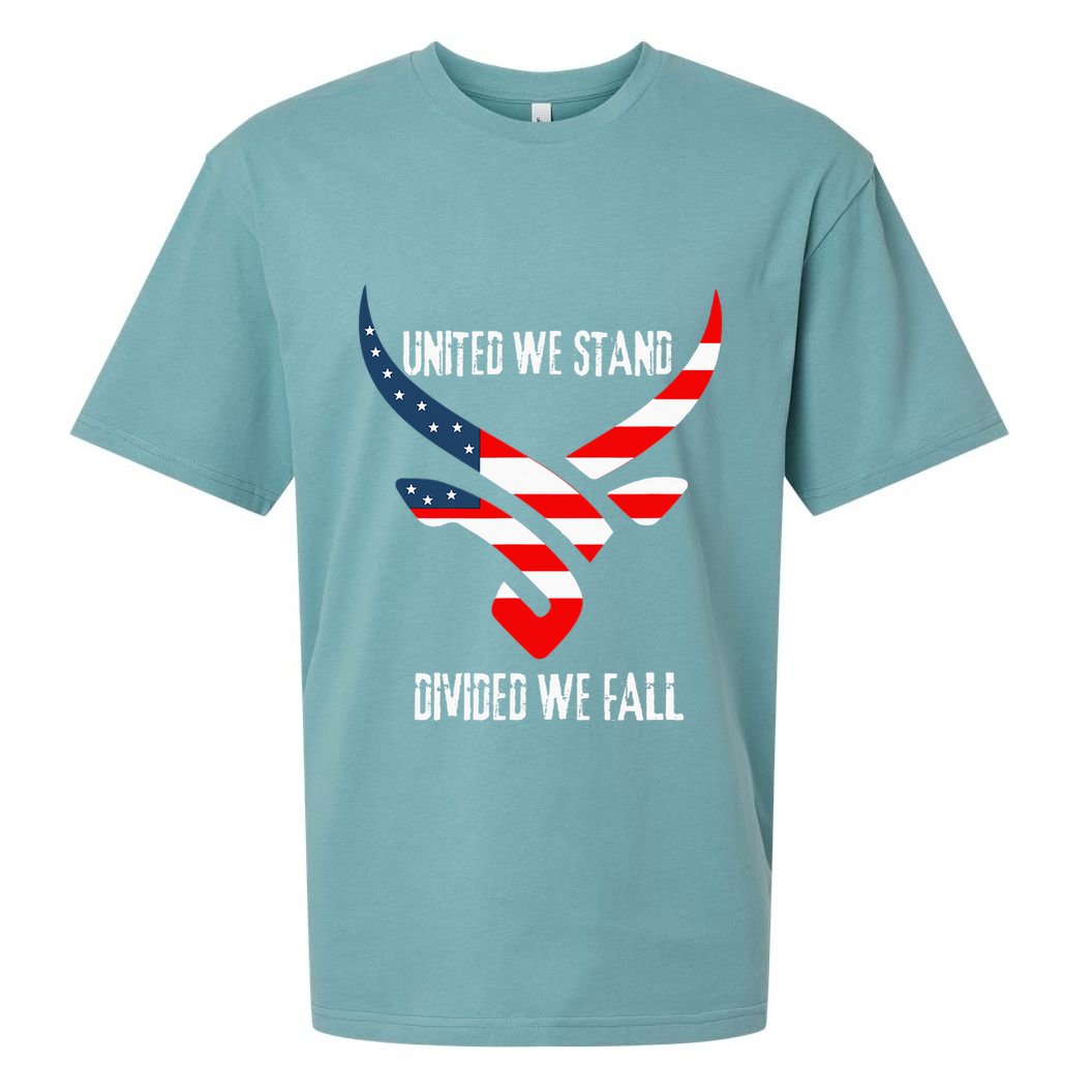 United We Stand Divided We Fall Usa Flag Sueded Cloud Jersey T-Shirt