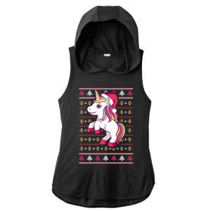 Unicorn With Santa Hat For Funny Xmas Unicorn Apparel Gift Ladies PosiCharge Tri-Blend Wicking Draft Hoodie Tank