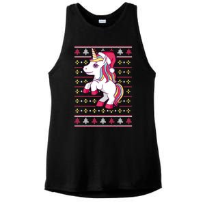 Unicorn With Santa Hat For Funny Xmas Unicorn Apparel Gift Ladies PosiCharge Tri-Blend Wicking Tank