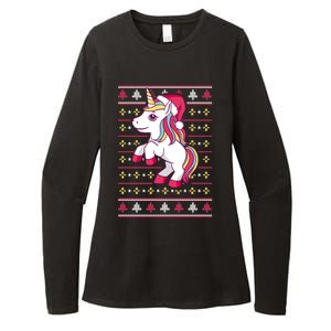 Unicorn With Santa Hat For Funny Xmas Unicorn Apparel Gift Womens CVC Long Sleeve Shirt