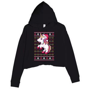 Unicorn With Santa Hat For Funny Xmas Unicorn Apparel Gift Crop Fleece Hoodie