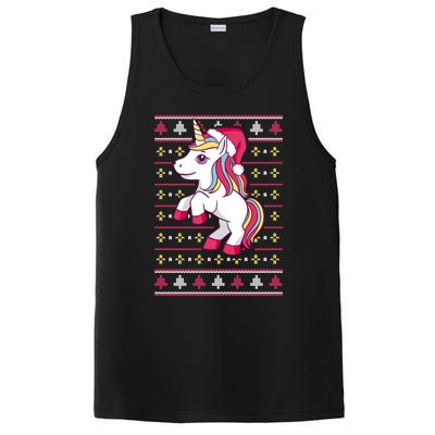 Unicorn With Santa Hat For Funny Xmas Unicorn Apparel Gift PosiCharge Competitor Tank