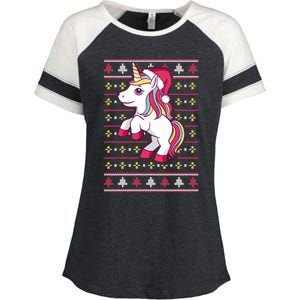 Unicorn With Santa Hat For Funny Xmas Unicorn Apparel Gift Enza Ladies Jersey Colorblock Tee