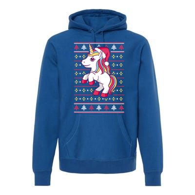 Unicorn With Santa Hat For Funny Xmas Unicorn Apparel Gift Premium Hoodie